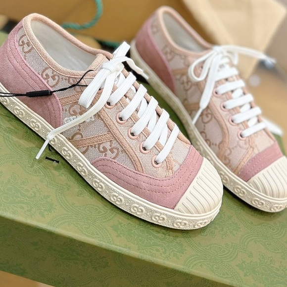 Gucci Shoes - Monogram Fashion Sneaker in pale pink. Size 38; fit like 7.5